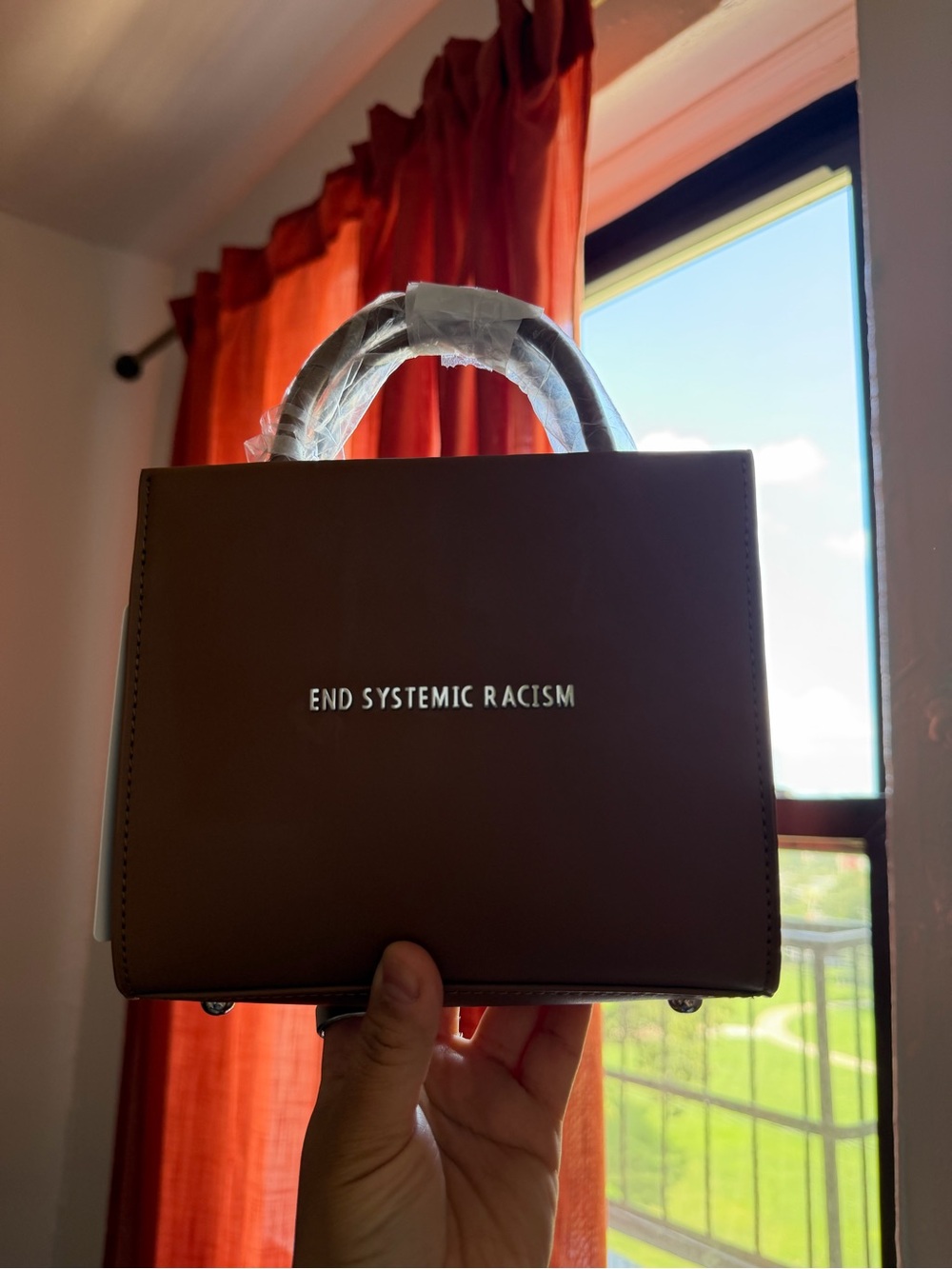 Brandon Blackwood ESR Tote Brown Apple Leather End Systemic Racism NWT